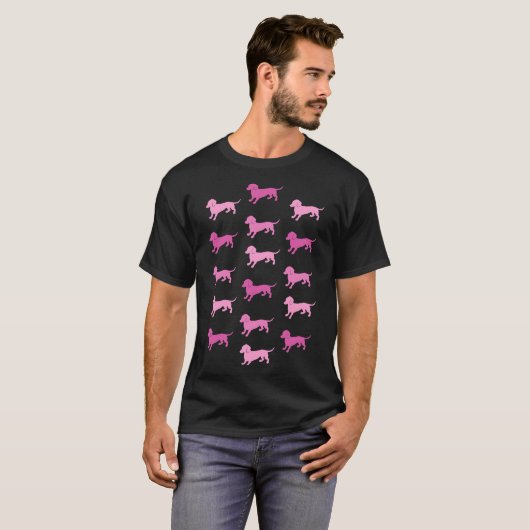 Rosa Dackeln T-Shirt (Vorne ganz)