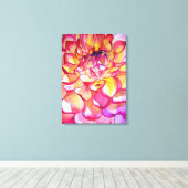 Rosa Dahlia Aquarell abstrakte Kunst Leinwand (Insitu (Holzboden))