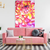 Rosa Dahlia Aquarell abstrakte Kunst Leinwand (Insitu (Wohnzimmer))