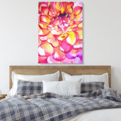 Rosa Dahlia Aquarell abstrakte Kunst Leinwand (Insitu (Schlafzimmer))