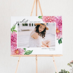 Rosa Dahlia-Aquarell-Botanische-Abschlussfoto Poster