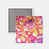 Rosa Dahlia Aquareller Kunstmagnete Magnet (Vorderseite/Rückseite)