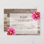 Rosa Dahlia Barn Wood Wedding RSVP Response Card (Vorne/Hinten)