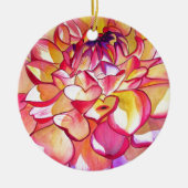 Rosa Dahlia Blume Aquarell Kunst Keramik Ornament (Vorne)