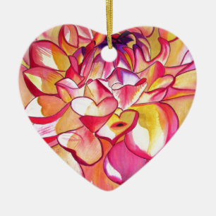 Rosa Dahlia Blume Aquarell Kunst Keramikornament