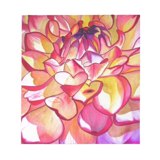 Rosa Dahlia Blume Aquarell Kunst Notizblock (Vorderseite)