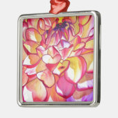 Rosa Dahlia Blume Aquarell Kunst Ornament Aus Metall (Links)