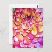 Rosa Dahlia Blume Aquarell Kunst Postkarte (Vorne/Hinten)
