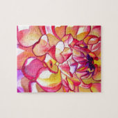 Rosa Dahlia Blume Aquarell Kunst Puzzle (Horizontal)