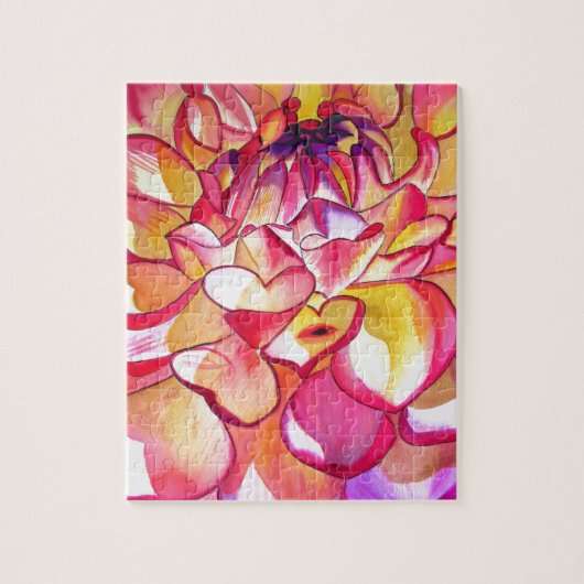 Rosa Dahlia Blume Aquarell Kunst Puzzle (Vertikal)