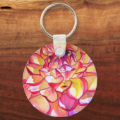Rosa Dahlia Blume Aquarell Kunst Schlüsselanhänger (Vorderseite)