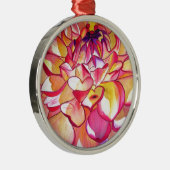 Rosa Dahlia Blume Aquarell Kunst Silbernes Ornament (Rechts)