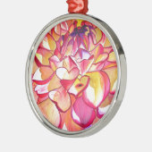 Rosa Dahlia Blume Aquarell Kunst Silbernes Ornament (Links)