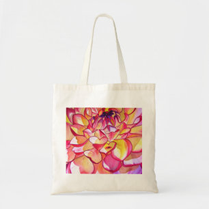 Rosa Dahlia Blume Aquarell Kunst Tragetasche