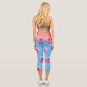 Rosa Dahlia-Blume Capri Leggings (Rückseite)