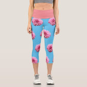 Rosa Dahlia-Blume Capri Leggings (Vorderseite)