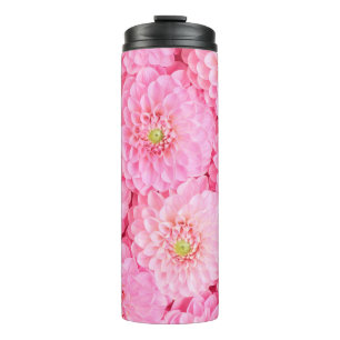 Rosa Dahlia Blume Hintergrund. Top-Ansicht. Thermosbecher