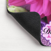Rosa Dahlia Blume Lila Glitzer Blumenname Mousepad (Ecke)