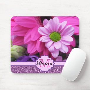 Rosa Dahlia Blume Lila Glitzer Blumenname Mousepad