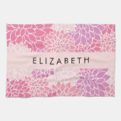 Rosa Dahlia-Blume, Muster der Blume, Ihr Name Geschirrtuch (Horizontal)