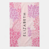 Rosa Dahlia-Blume, Muster der Blume, Ihr Name Geschirrtuch (Vertikal)