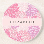 Rosa Dahlia-Blume, Muster der Blume, Ihr Name Getränkeuntersetzer (Vorne)