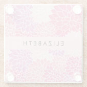 Rosa Dahlia-Blume, Muster der Blume, Ihr Name Glasuntersetzer (Rückseite)