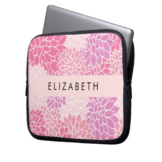 Rosa Dahlia-Blume, Muster der Blume, Ihr Name Laptopschutzhülle (Vorderseite Links)