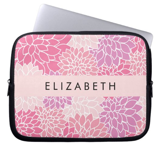 Rosa Dahlia-Blume, Muster der Blume, Ihr Name Laptopschutzhülle (Vorderseite)