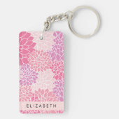 Rosa Dahlia-Blume, Muster der Blume, Ihr Name Schlüsselanhänger (Rückseite)