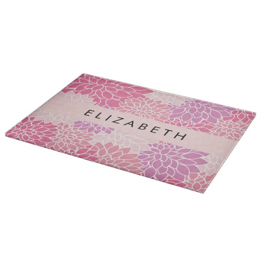 Rosa Dahlia-Blume, Muster der Blume, Ihr Name Schneidebrett (Ecke)