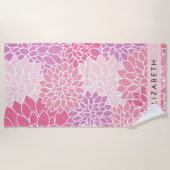 Rosa Dahlia-Blume, Muster der Blume, Ihr Name Strandtuch (Vorderseite)