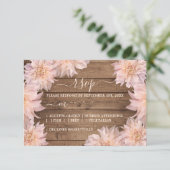 Rosa Dahlia Blume Rustic Wood Wedding RSVP Card Karte (Stehend Vorderseite)
