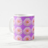 Rosa Dahlia-Blumenmuster Lila Kaffeetasse (Vorderseite Links)