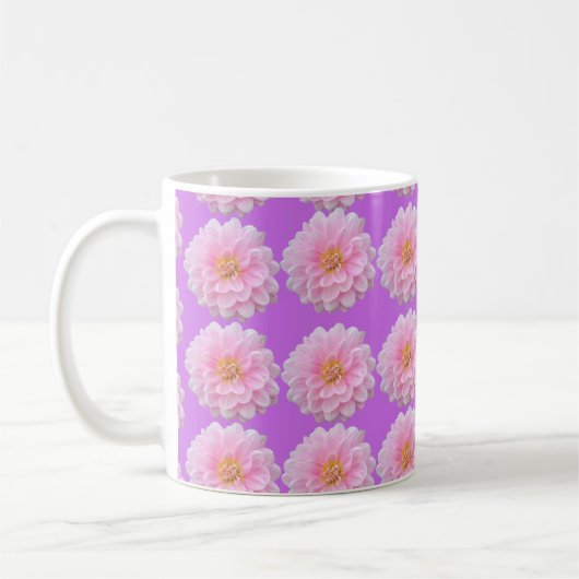 Rosa Dahlia-Blumenmuster Lila Kaffeetasse (Links)