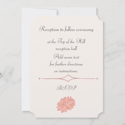 Rosa Dahlia Hochzeit Einladung (Rückseite)