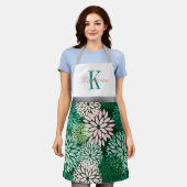 Rosa-Dahlia-Monogramm-individuelle Name Schürze (Getragen)