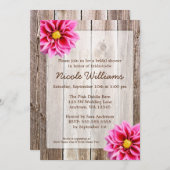 Rosa Dahlia Rustic Barn Wood Brautparty Einladung (Vorne/Hinten)