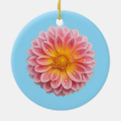 Rosa Dahlia- und Taubentropfen Keramik Ornament (Hinten)