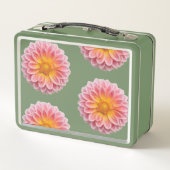 Rosa Dahlia- und Taubentropfen Metall Brotdose (Rückseite)