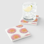 Rosa Dahlia- und Taubentropfen Steinuntersetzer (Seitenansicht)