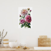Rosa Dahlias Blume Art Print Poster (Küche)