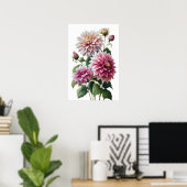 Rosa Dahlias Blume Art Print Poster (Heimbüro)