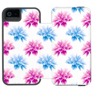 Rosa Dahlie, Blaue Dahlie, Blumenmuster, Blumen Incipio Watson™ iPhone 5 Geldbörsen Hülle