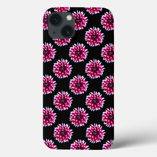 Rosa Dahlie-Muster auf schwarzen Case-Mate iPhone Hülle (Rückseite)