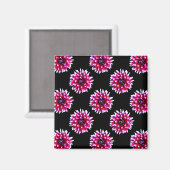 Rosa Dahlie-Muster auf schwarzen Magnet (Vorderseite/Rückseite)