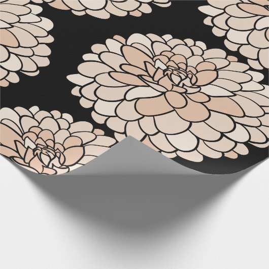 Rosa Dahlien auf schwarzem Hintergrund Geschenkpapier (Ecke)