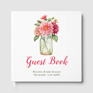Rosa Dahlien Mason Jar Brautparty Gästebuch