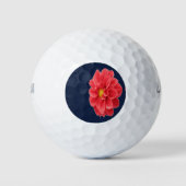 Rosa Dahlische Blume auf blau Golfball (Vorderseite)