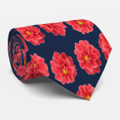 Rosa Dahlische Blume auf blau Krawatte (Gerollt)